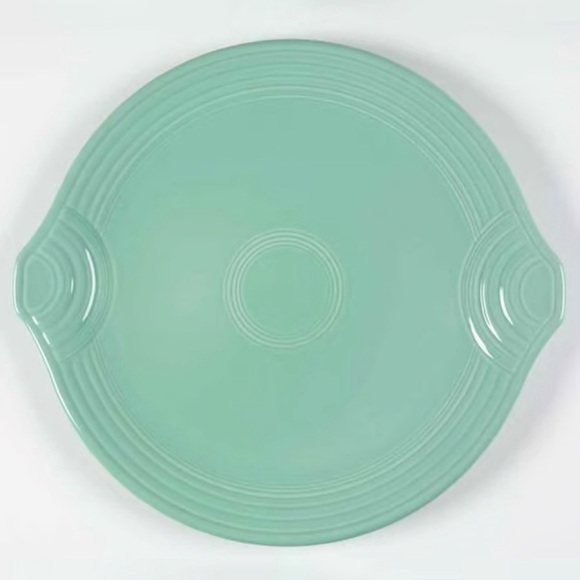 Homer Laughlin Fiesta Sea Mist Green Handled Cake Plate - Picture 1 of 10